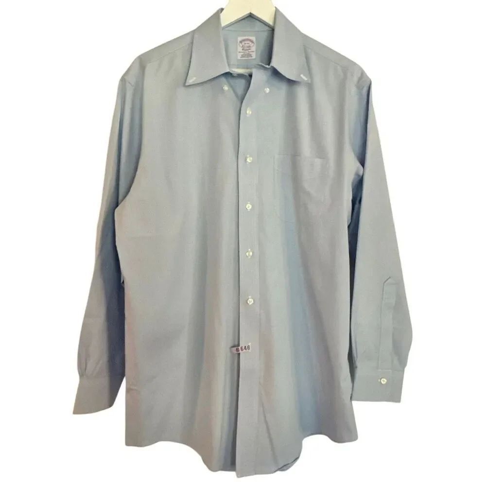 Brooks Brothers classic blue plaid non iron button down 16/33